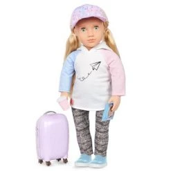 Our Generation Ari with Rolling Luggage & Accessories 18" Travel Doll