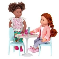 Our Generation Furniture Playset for 18" Dolls - Table for Two in White & Blue