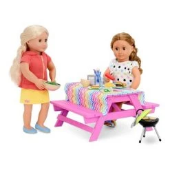 Our Generation Picnic Table Set with Play Food Accessories for 18" Dolls - Pink -Little Doll World Shop unnamed file 671